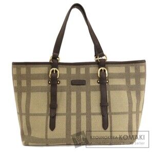 Burberry Checkered Canvas Tote Bag